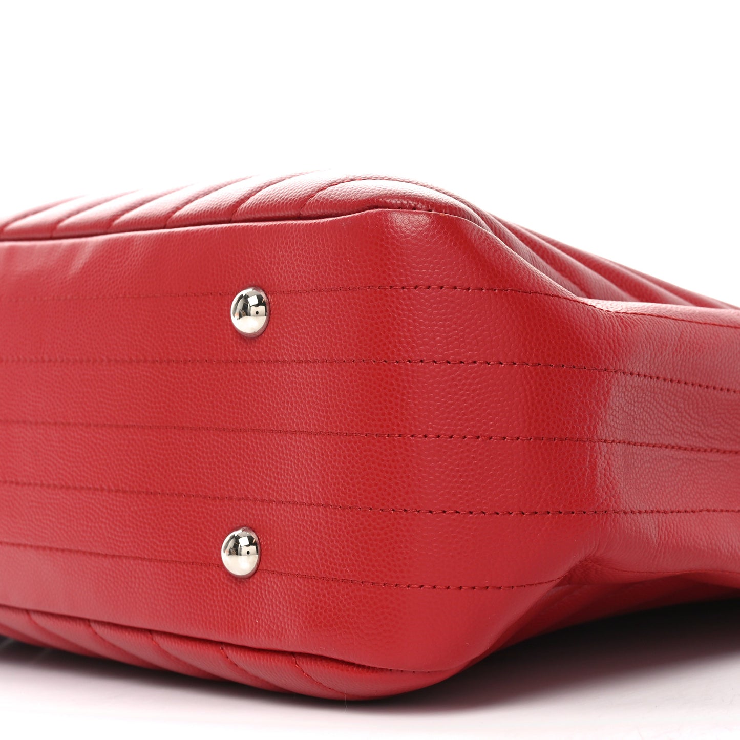 Caviar Chevron Quilted Large Coco Handle Shopping Tote Red