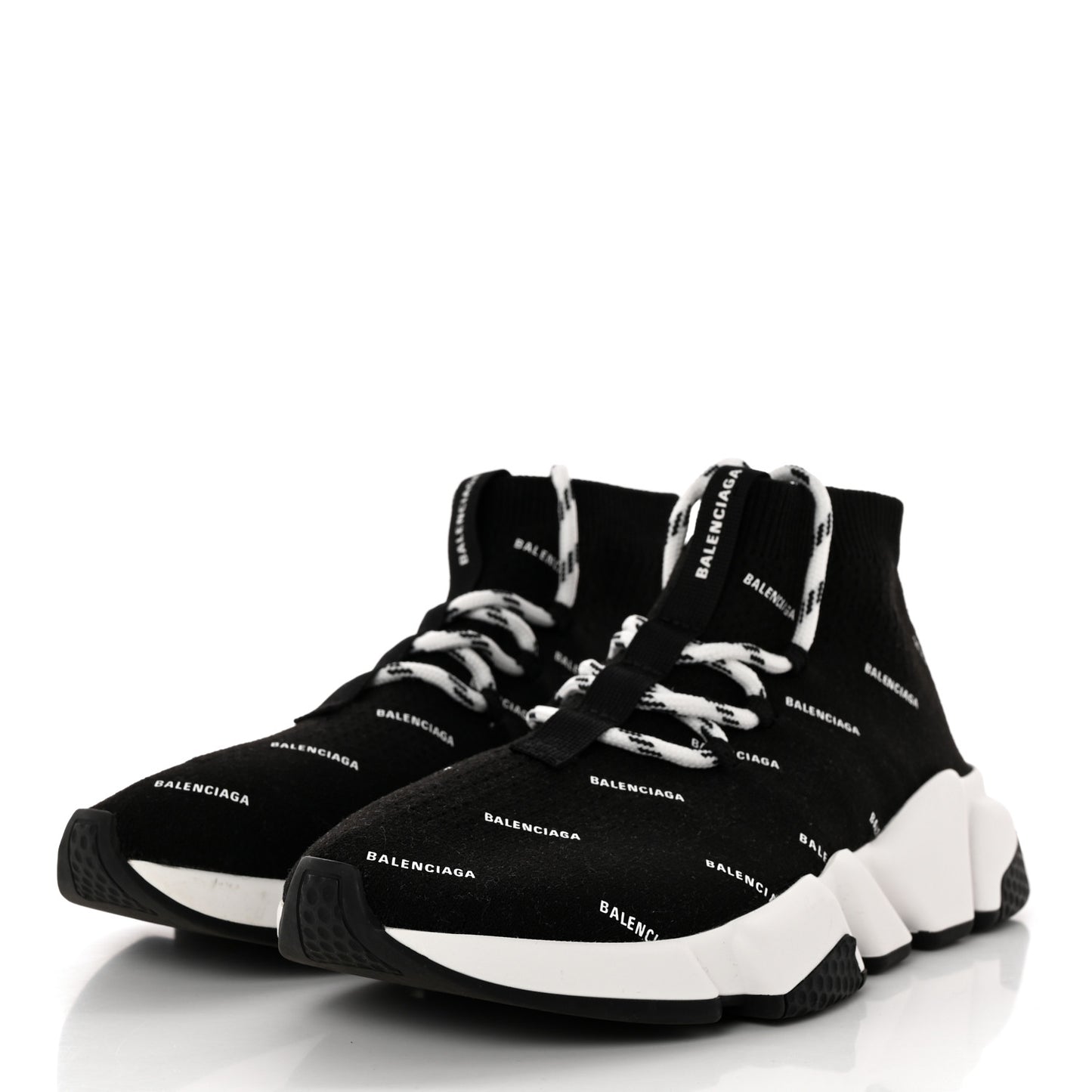 Neoprene Knit Allover Logo Womens Speed Lace Up Sneakers 37 Black