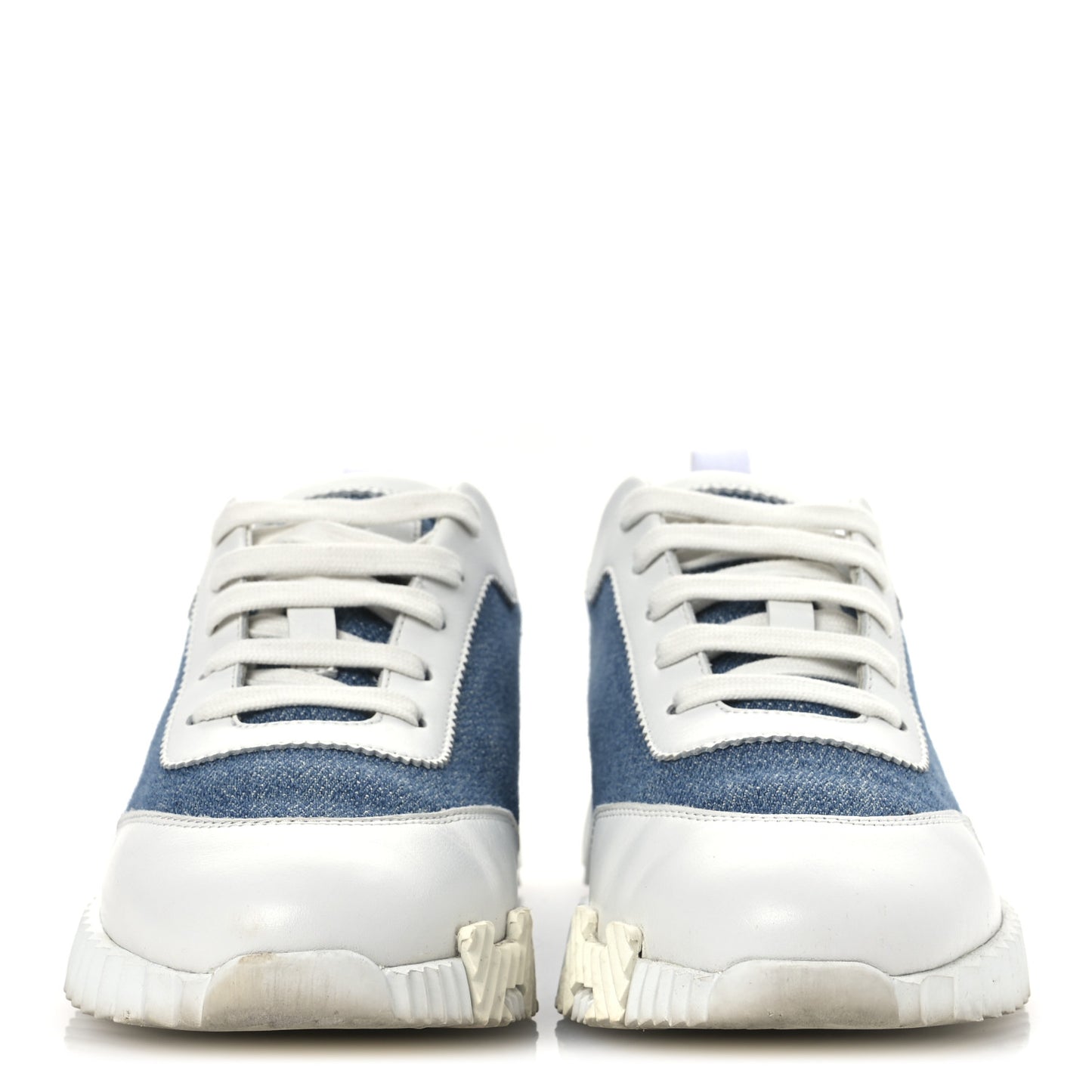 Denim Suede Goatskin Bouncing Sneakers 37 Bleu Clair White