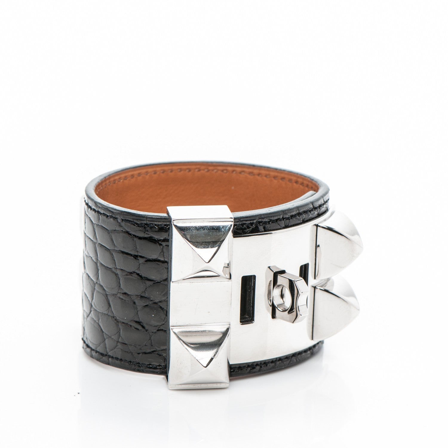 Hermes Shiny Alligator Collier de Chien CDC Bracelet S Black 3 of 6
