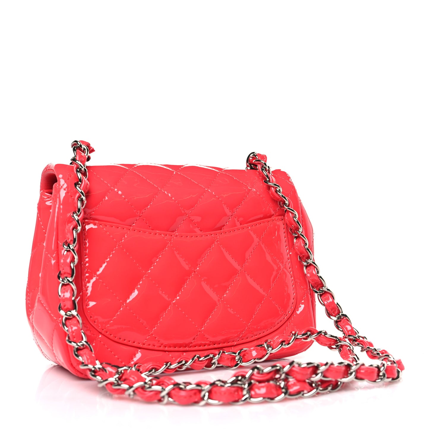 Patent Quilted Mini Square Flap Fuchsia