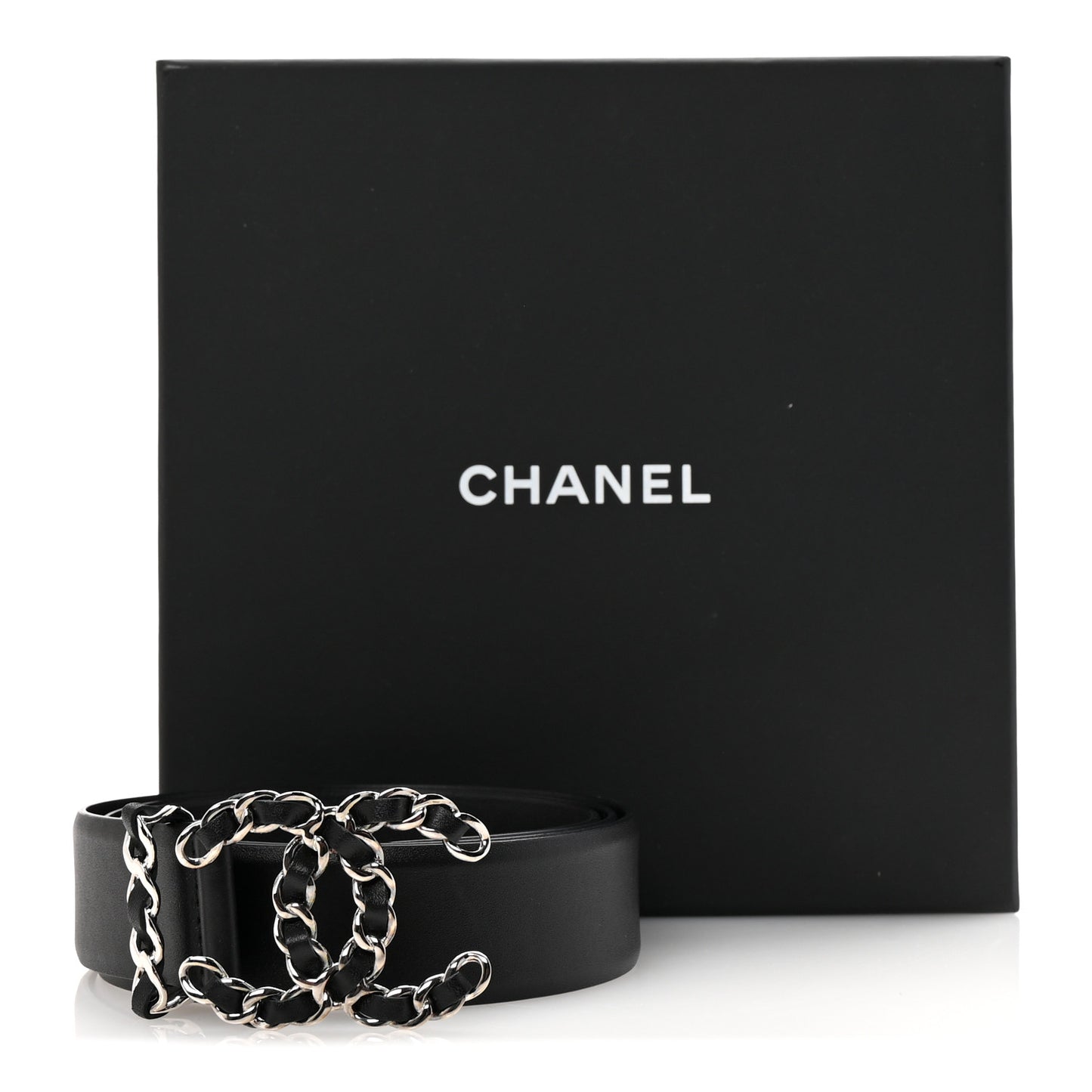 Calfskin CC Chain Belt 85 34 Black