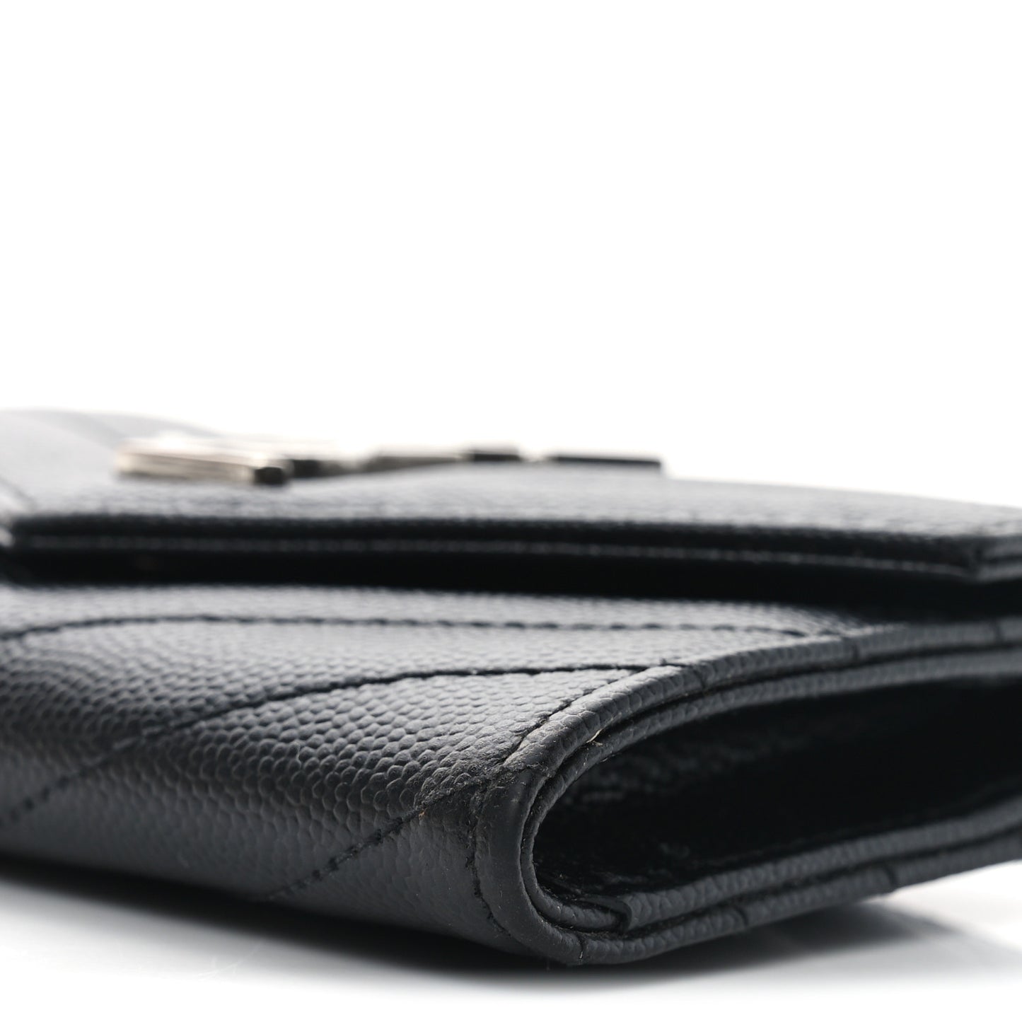 Grain De Poudre Matelasse Chevron Small Monogram Envelope Wallet Black