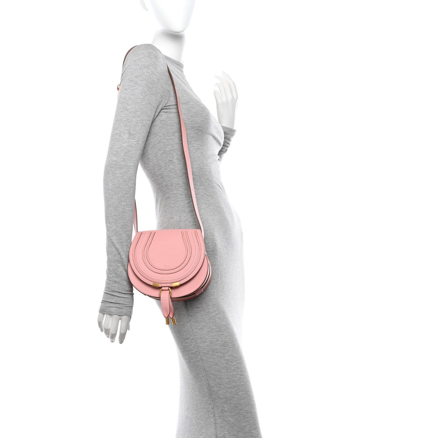 Grained Calfskin Small Marcie Saddle Bag Blossom Pink