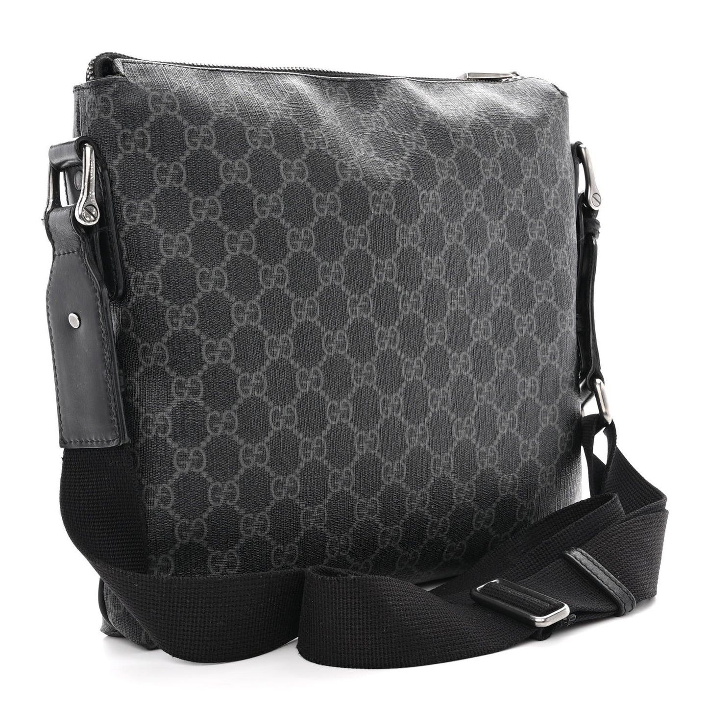GG Supreme Monogram Crossbody Messenger Bag Black Grey