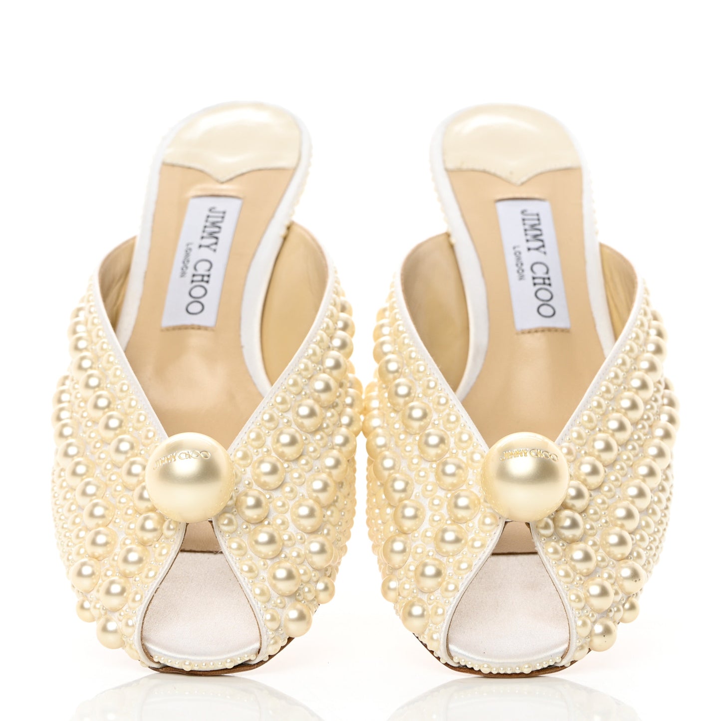 Satin Samantha Pearl Mules 39 White
