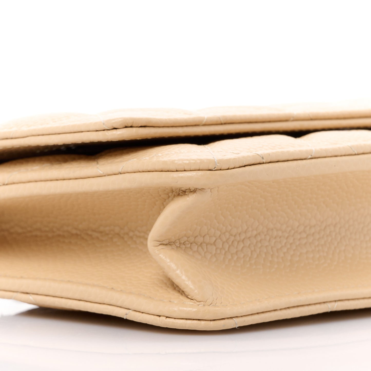 Caviar Quilted Wallet on Chain WOC Beige