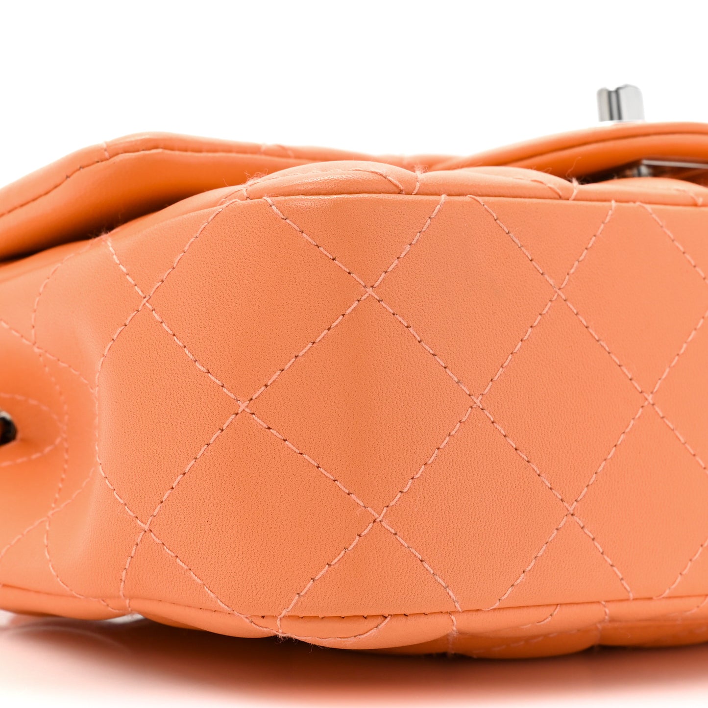 Lambskin Quilted Mini Rectangular Flap Orange