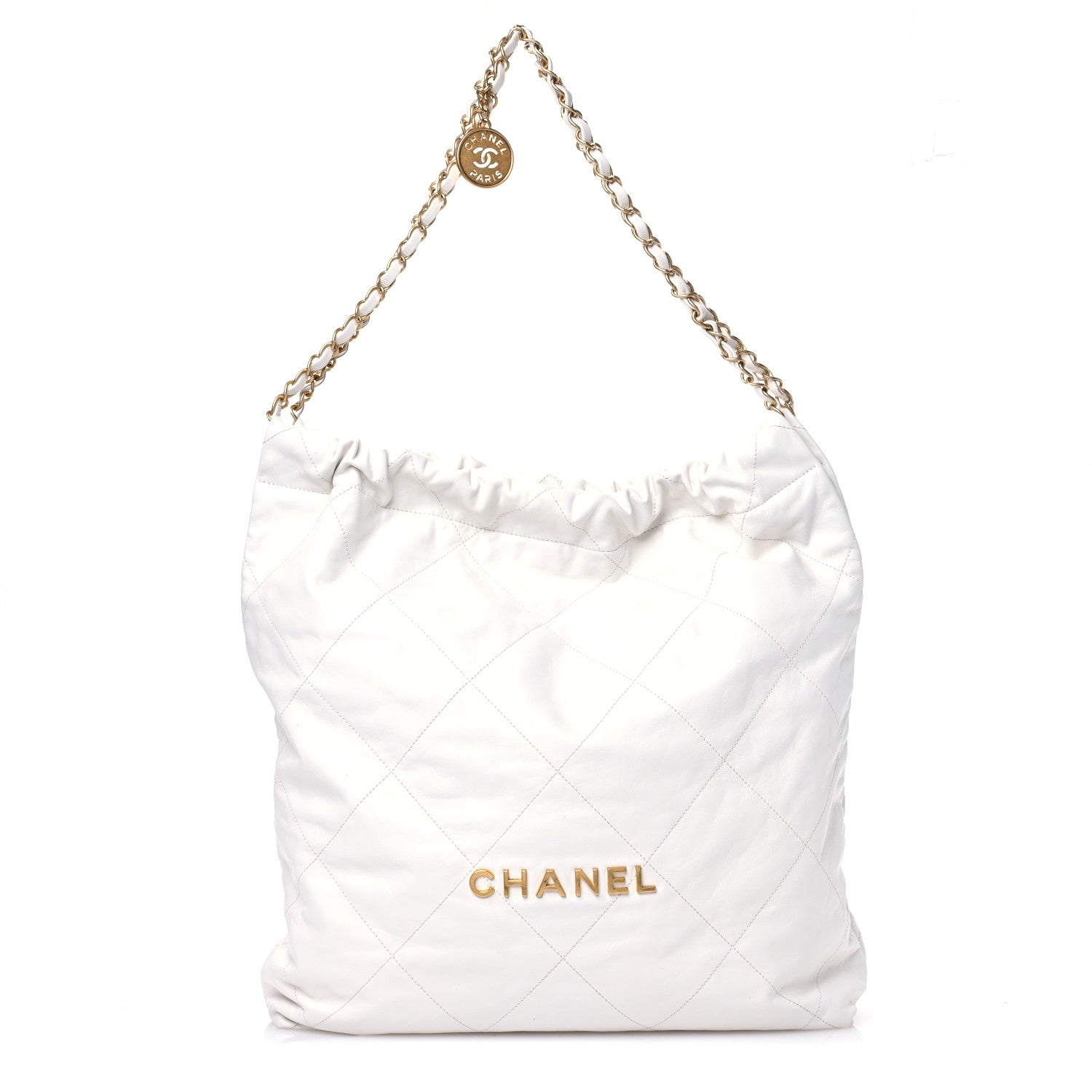 Chanel Shiny Calfskin Quilted Large Chanel 22 White 1 of 13