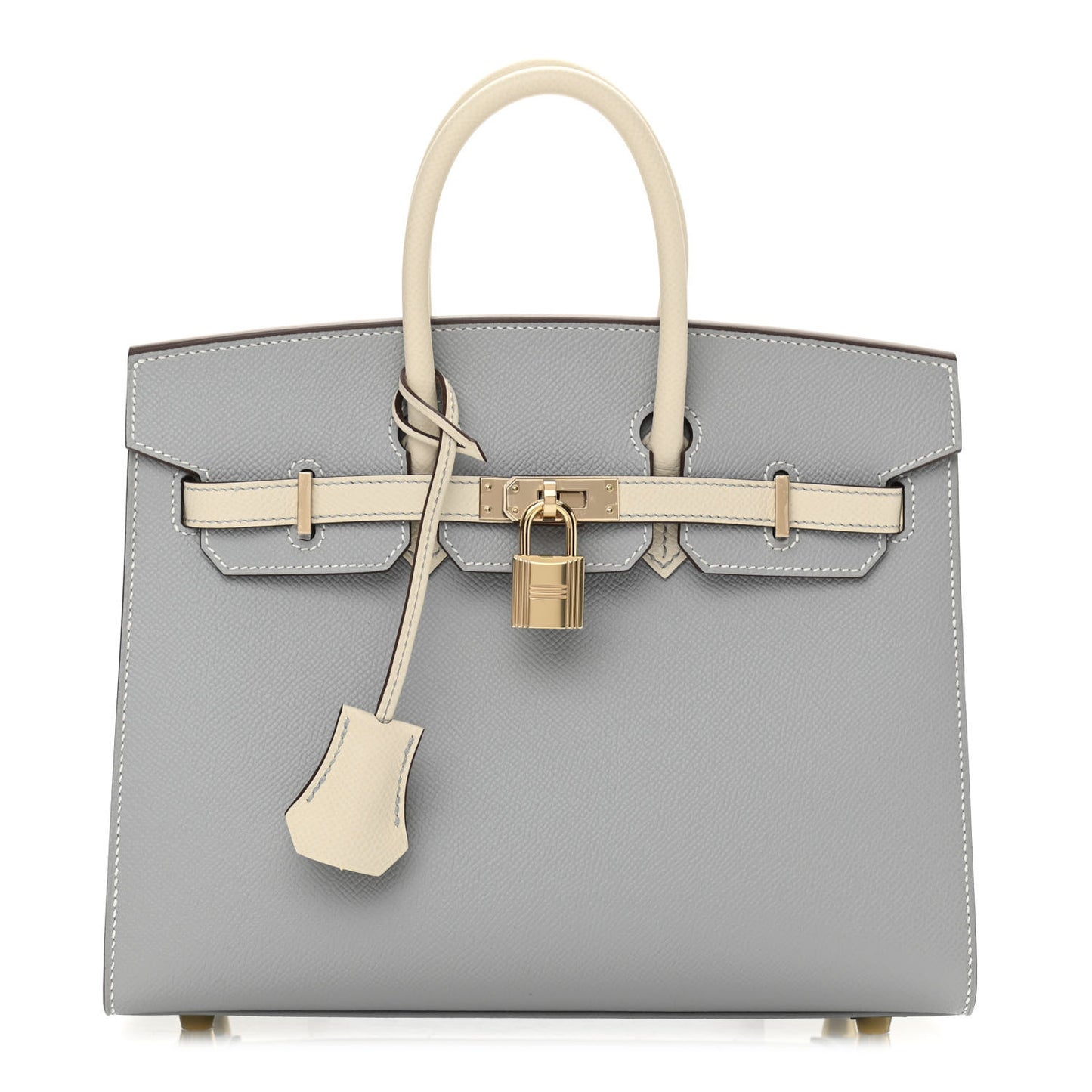 Epsom Horseshoe Birkin Sellier 25 Bleu Glacier Nata