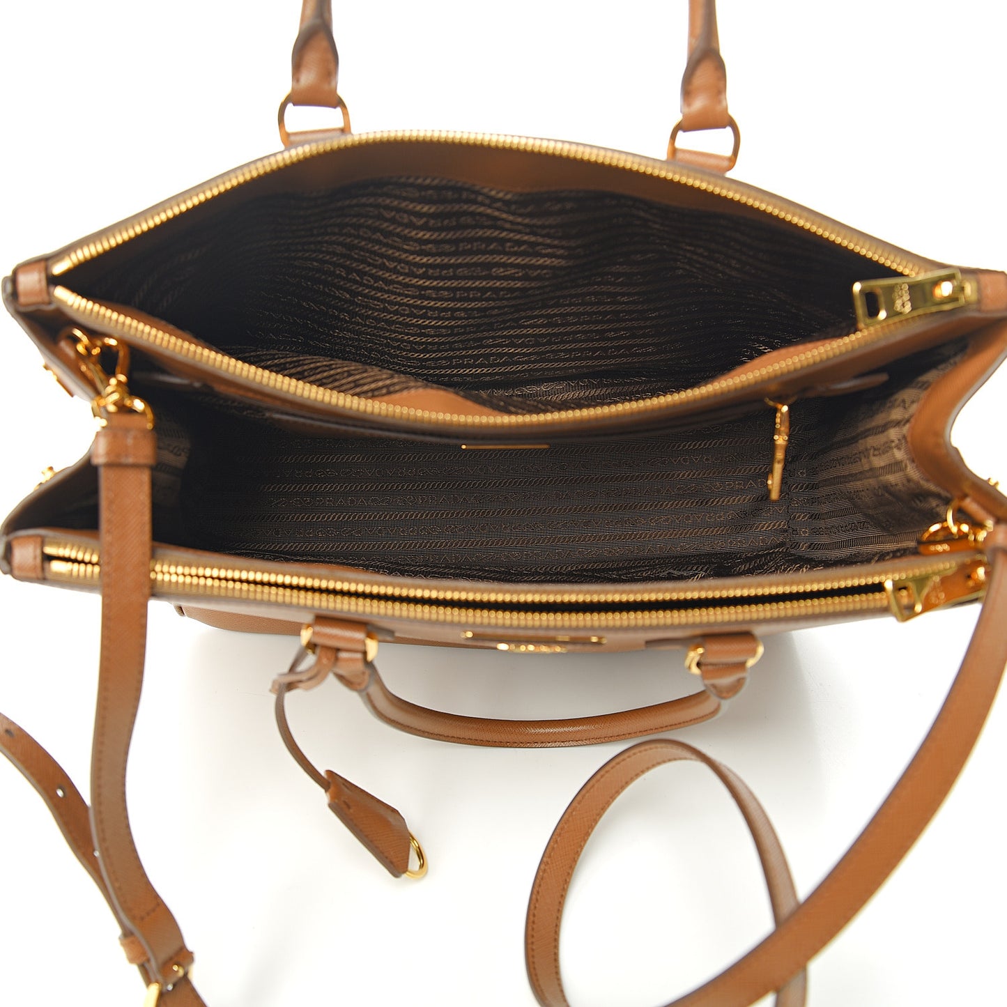 Saffiano Large Galleria Double Zip Tote Cannella