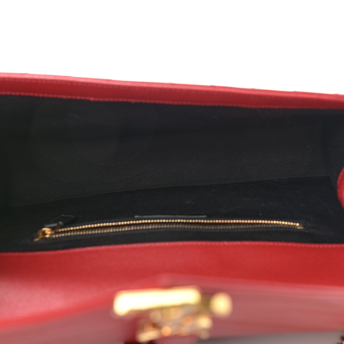Grain De Poudre Matelasse Chevron Large Monogram Satchel Lipstick Red