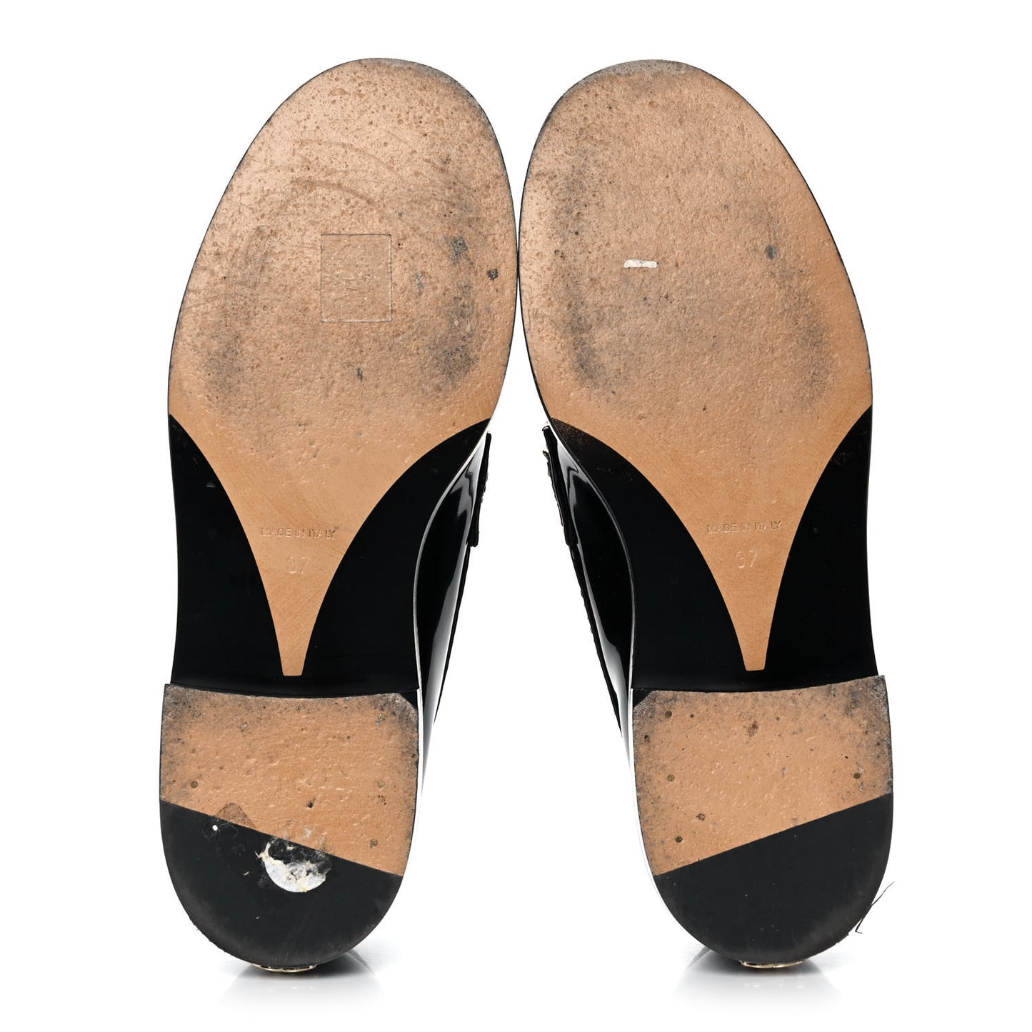 Shiny Calfskin Logo Loafers 37 Black