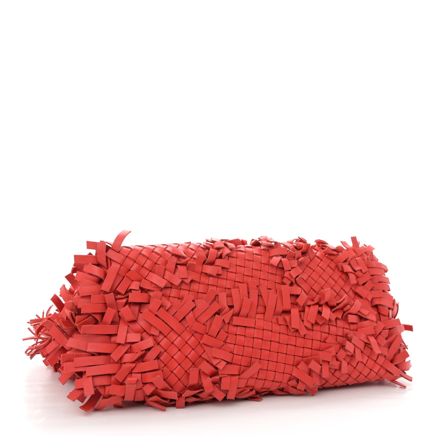 Nappa Intrecciato Patchwork Frayed Tote Red