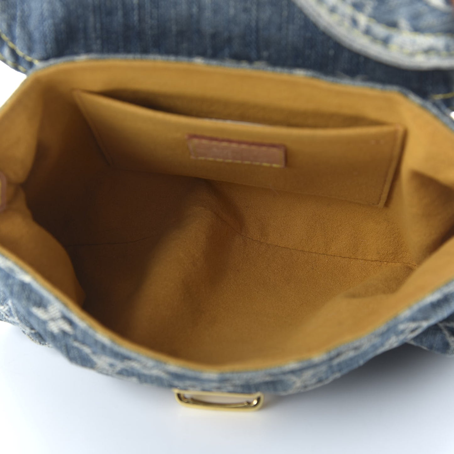 Monogram Denim Mini Pleaty Blue