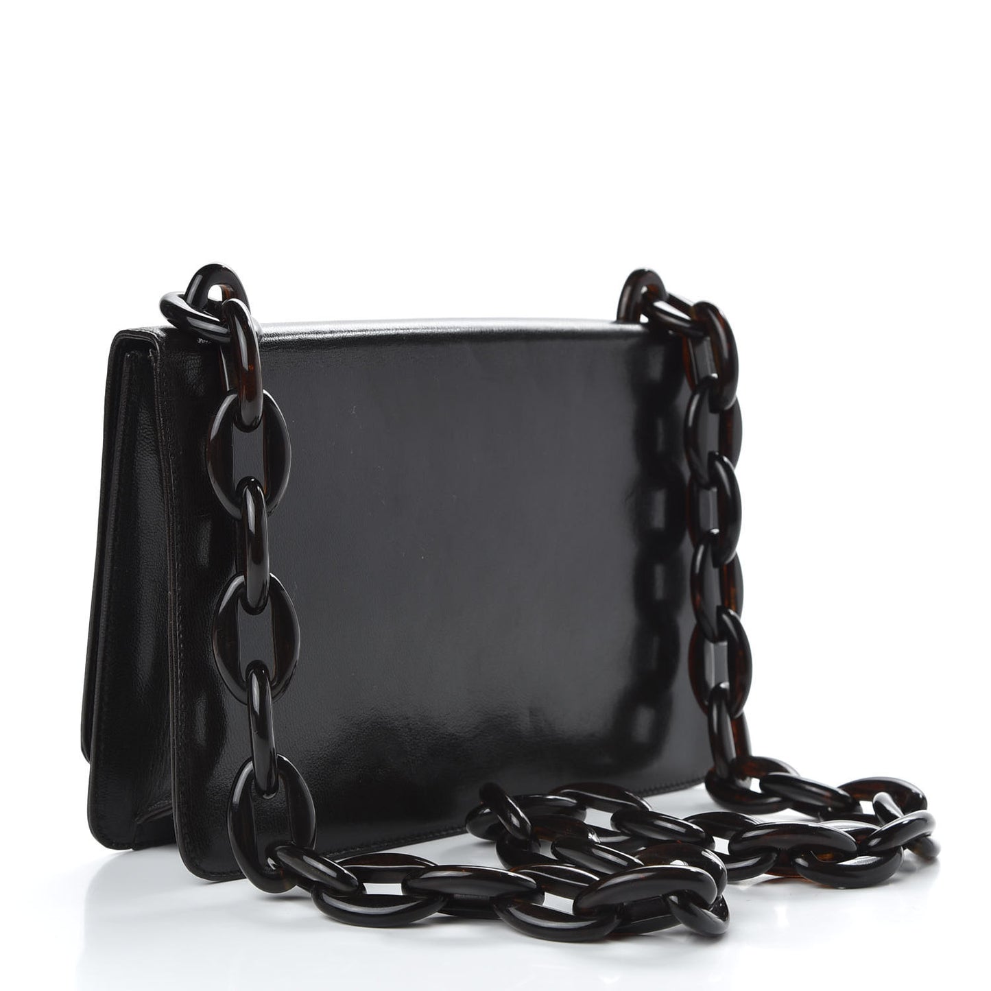 Goatskin Swing Chain Shoulder Bag Ebano