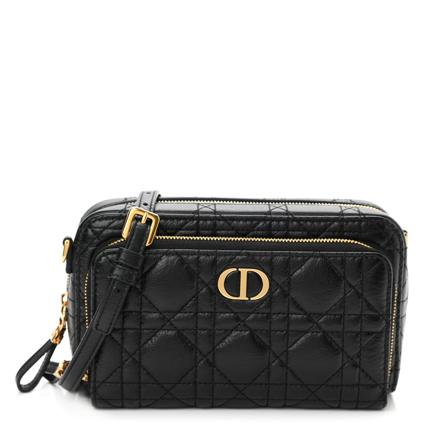 Supple Calfskin Caro Double Pouch Black