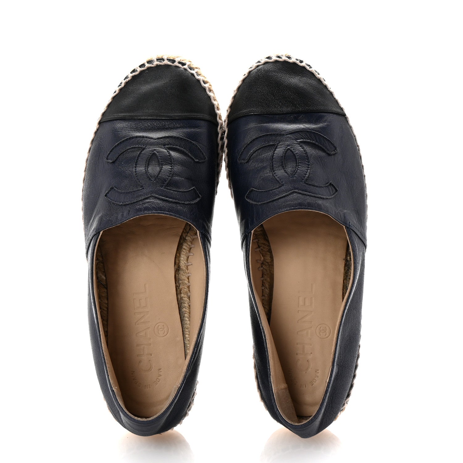 Chanel Lambskin CC Espadrilles 36 Navy Black 2 of 11