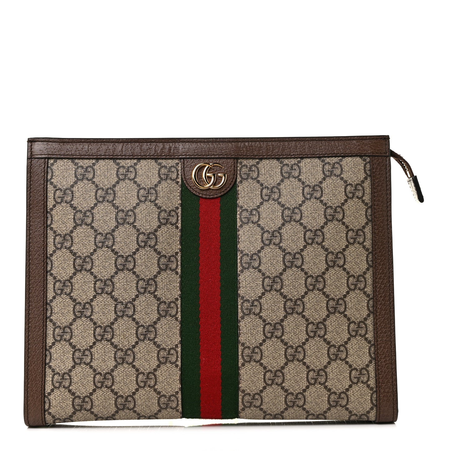 GG Supreme Monogram Web Ophidia Pouch Brown
