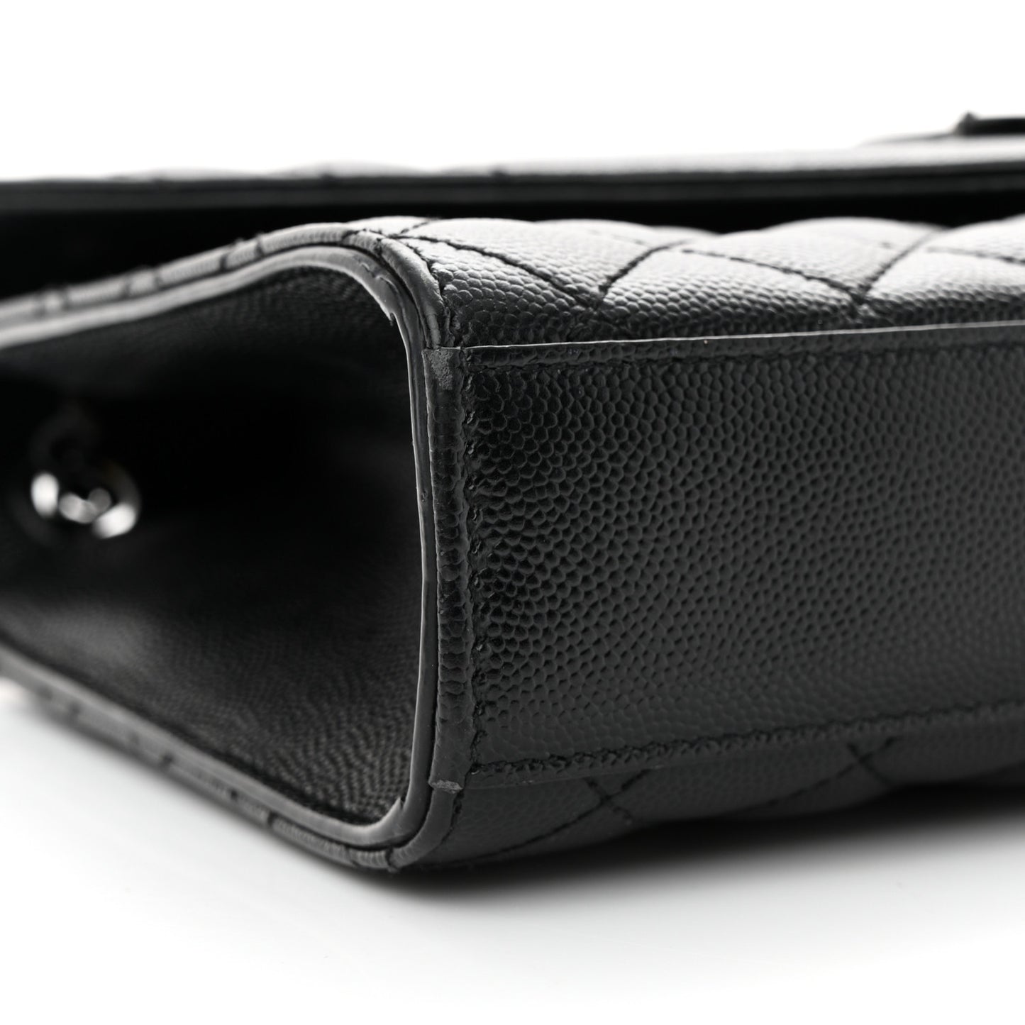 Grain De Poudre Textured Mixed Matelasse Triquilt Medium Monogram Monochrome Satchel Black