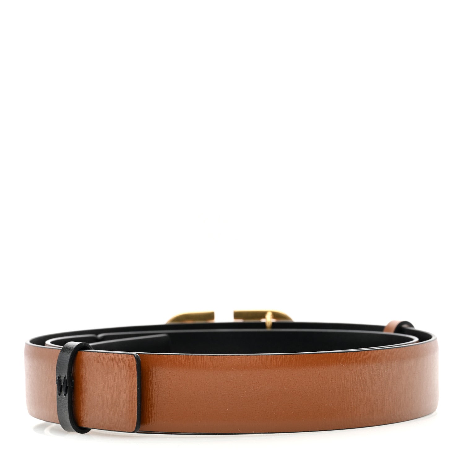 Valentino Garavani Glossy Calfskin VLogo Reversible 30mm Belt 95 38 Saddle Brown Black 3 of 6