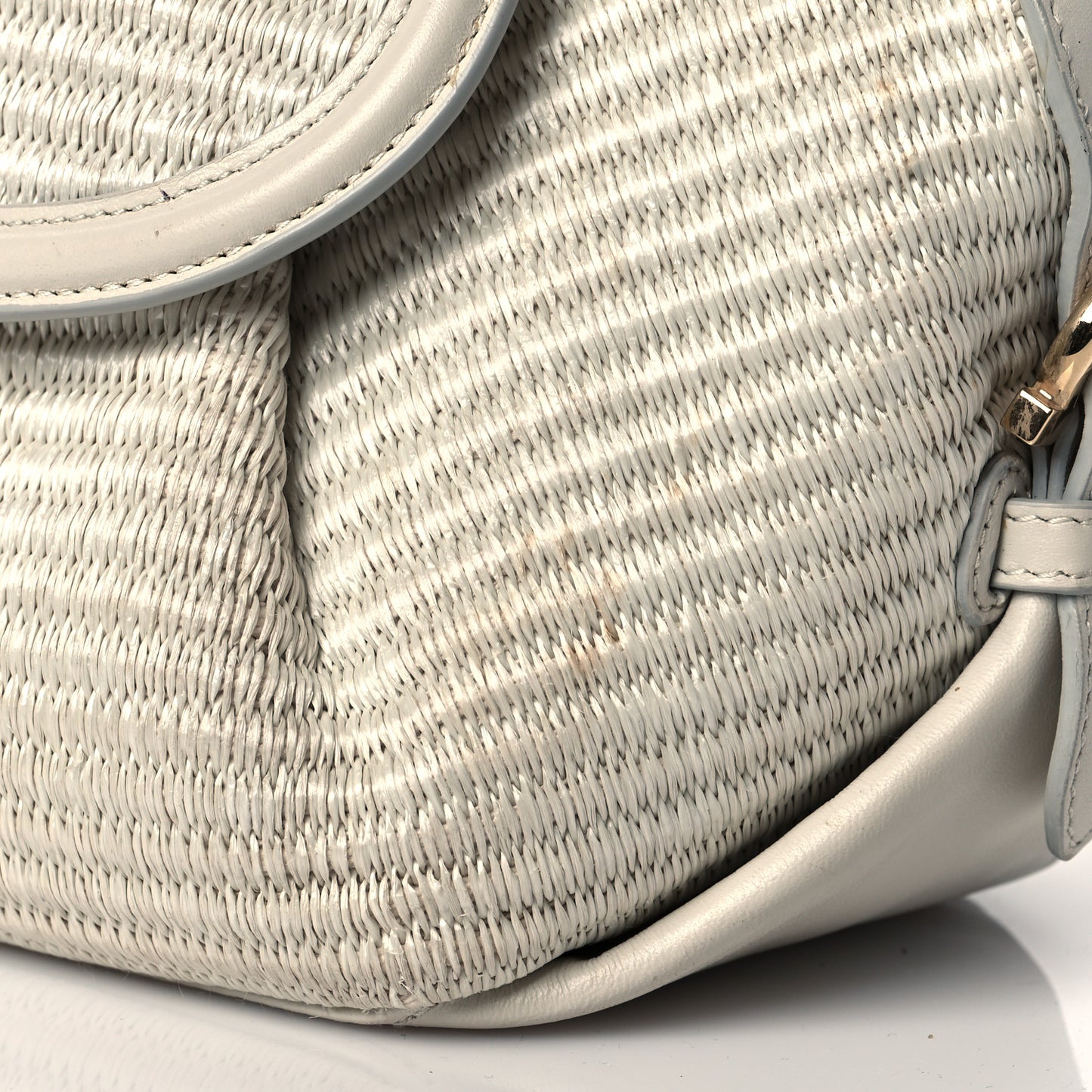 Straw Calfskin Fiamma Bag Beige