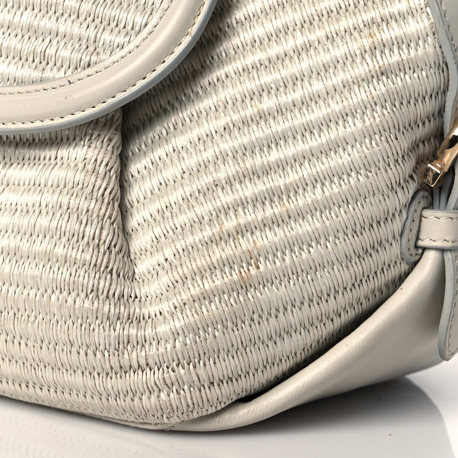 Salvatore Ferragamo Straw Calfskin Fiamma Bag Beige 11 of 12