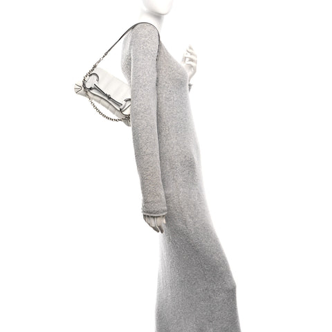 Nappa Vertical Matelasse Small Maxi Horsebit Chain Shoulder Bag Great White