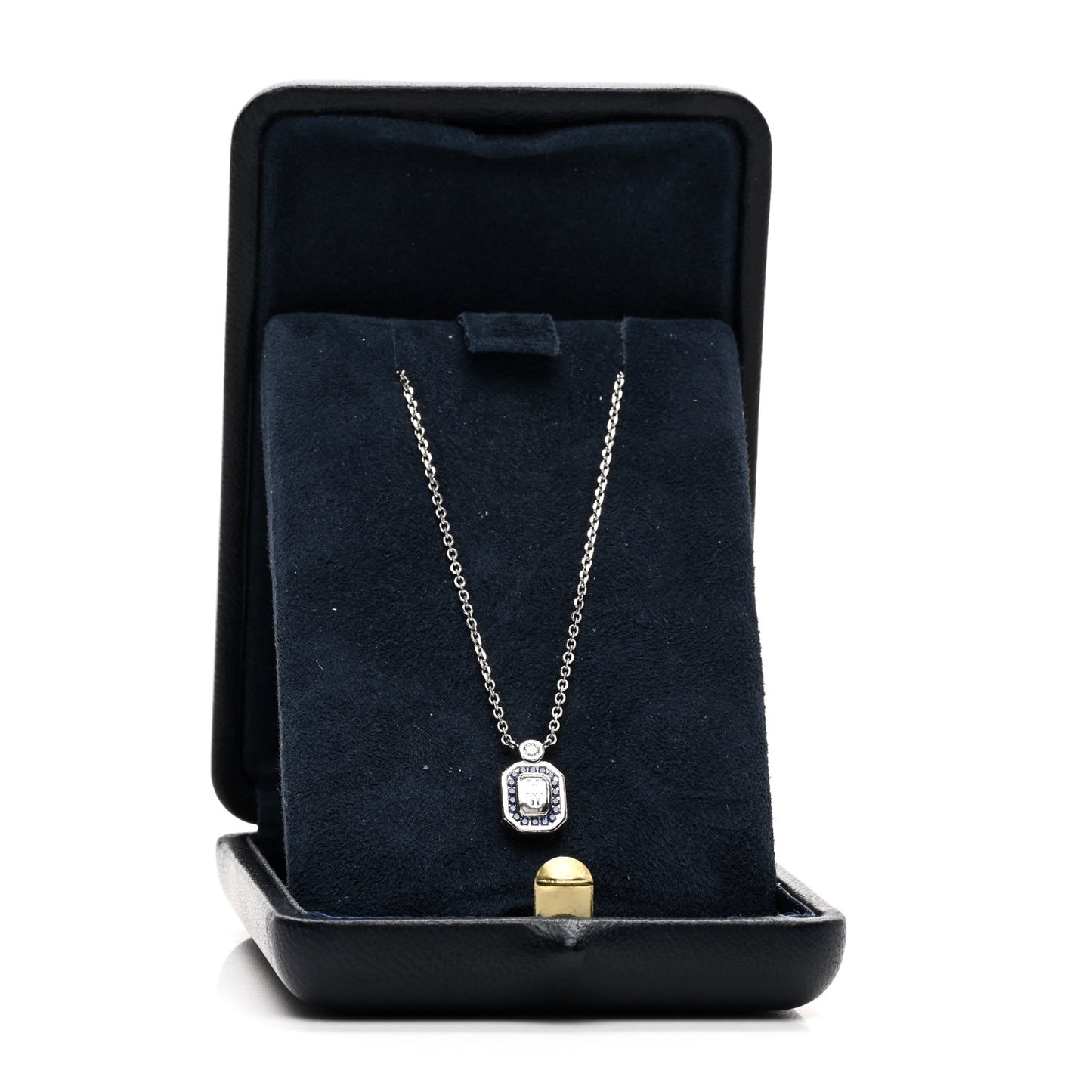 Platinum Diamond Blue Sapphire HW Logo Pendant Necklace