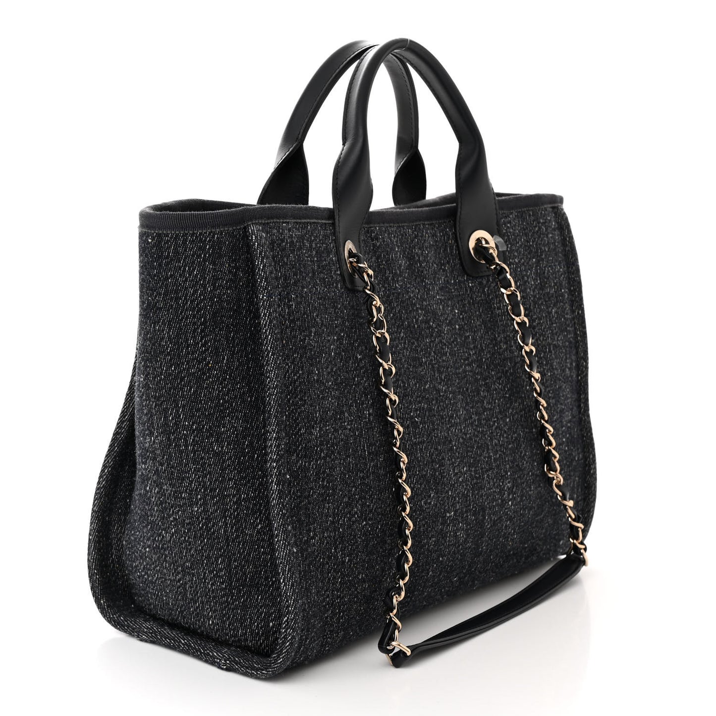 Denim Small Deauville Tote Dark Blue White