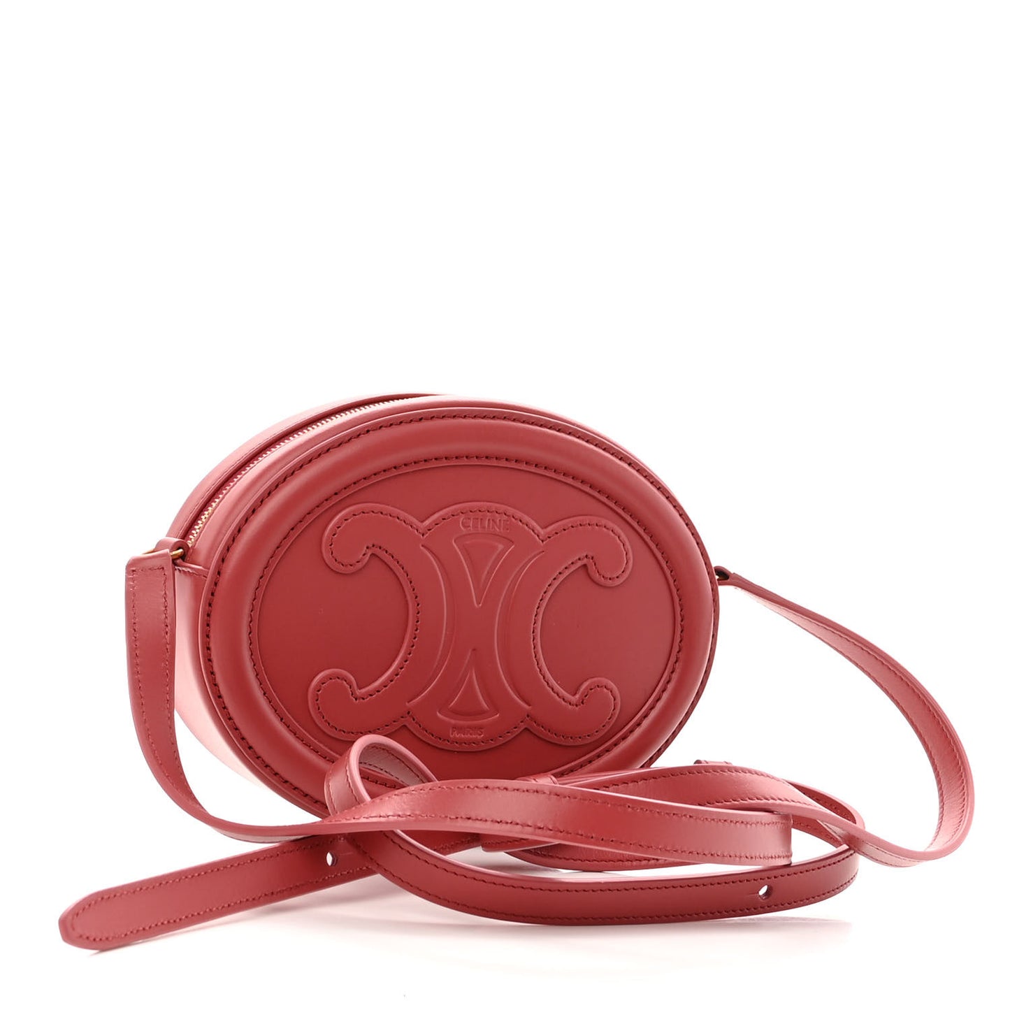 Smooth Calfskin Cuir Small Triomphe Oval Purse Crossbody Lipstick