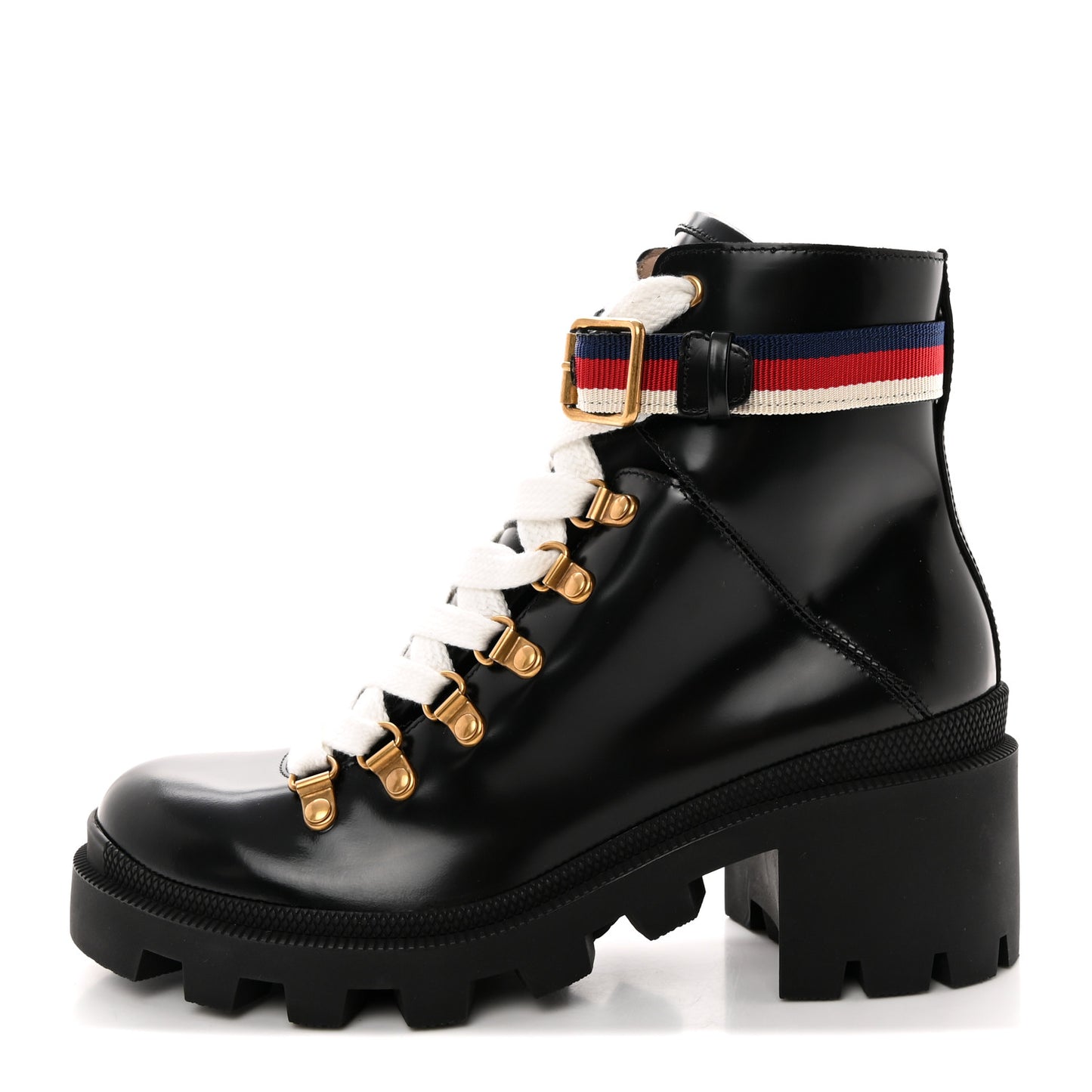 Calfskin Sylvie Web Womens Lace Up Combat Boots 37 Black