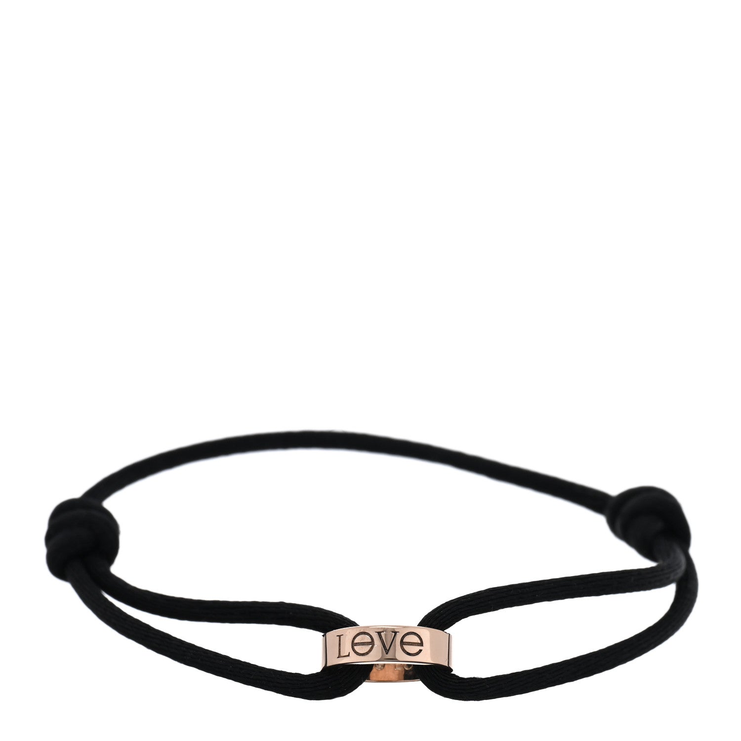 Cartier 18K Pink Gold Charity LOVE Adjustable Cord Bracelet Black