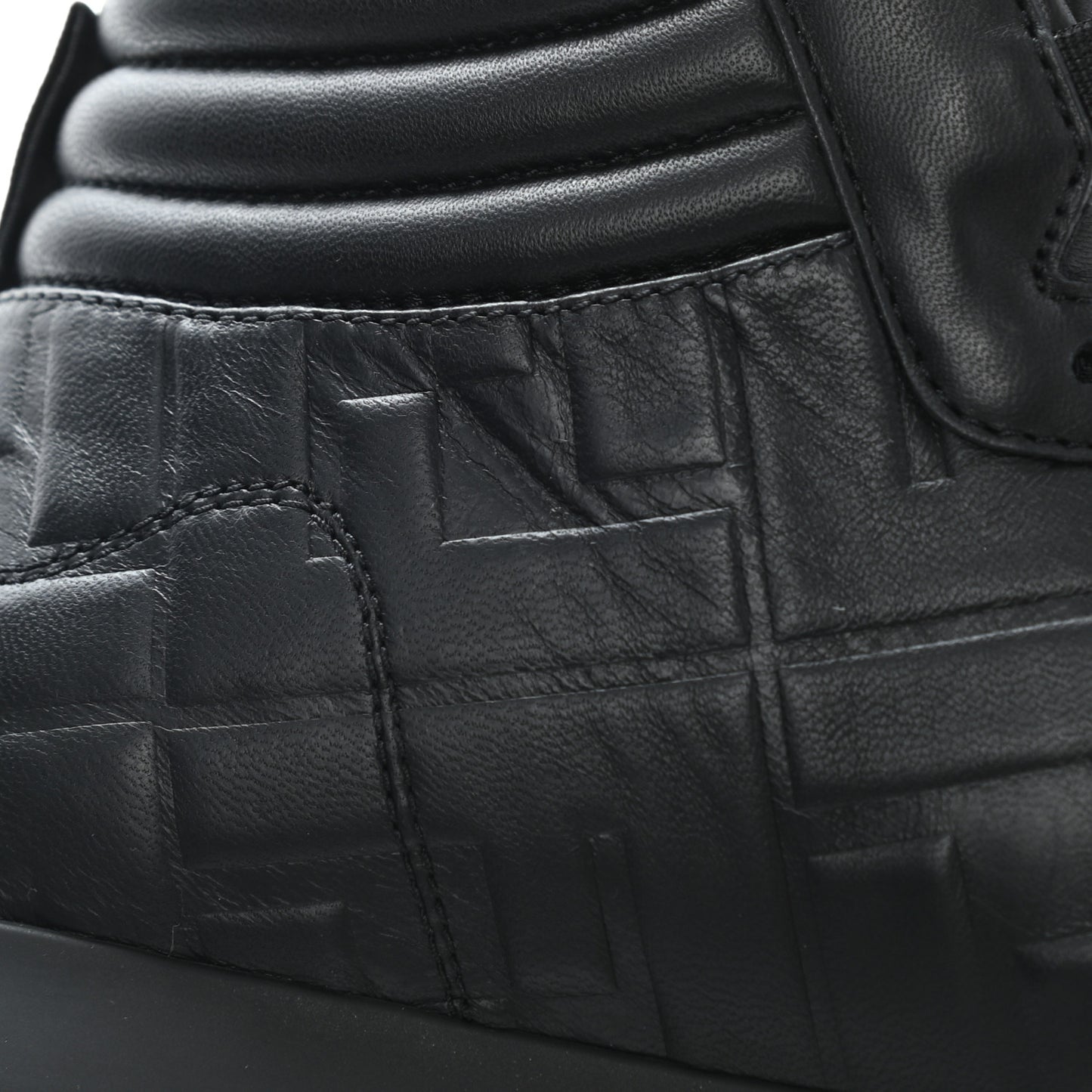 Nappa Macro FF Embossed High Top Sneakers 37 Black