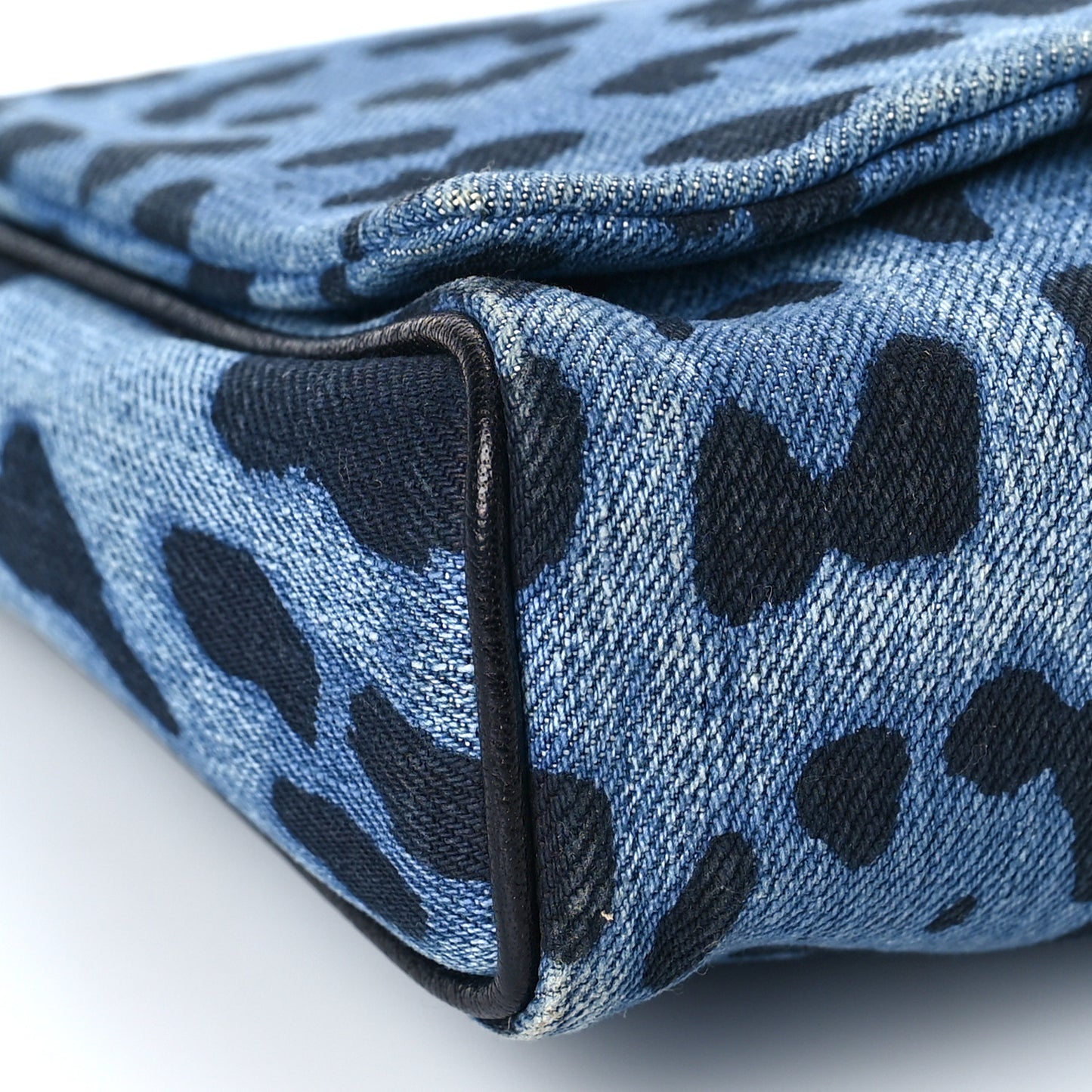 Denim Leopard Print Miss Martini Shoulder Bag Blue