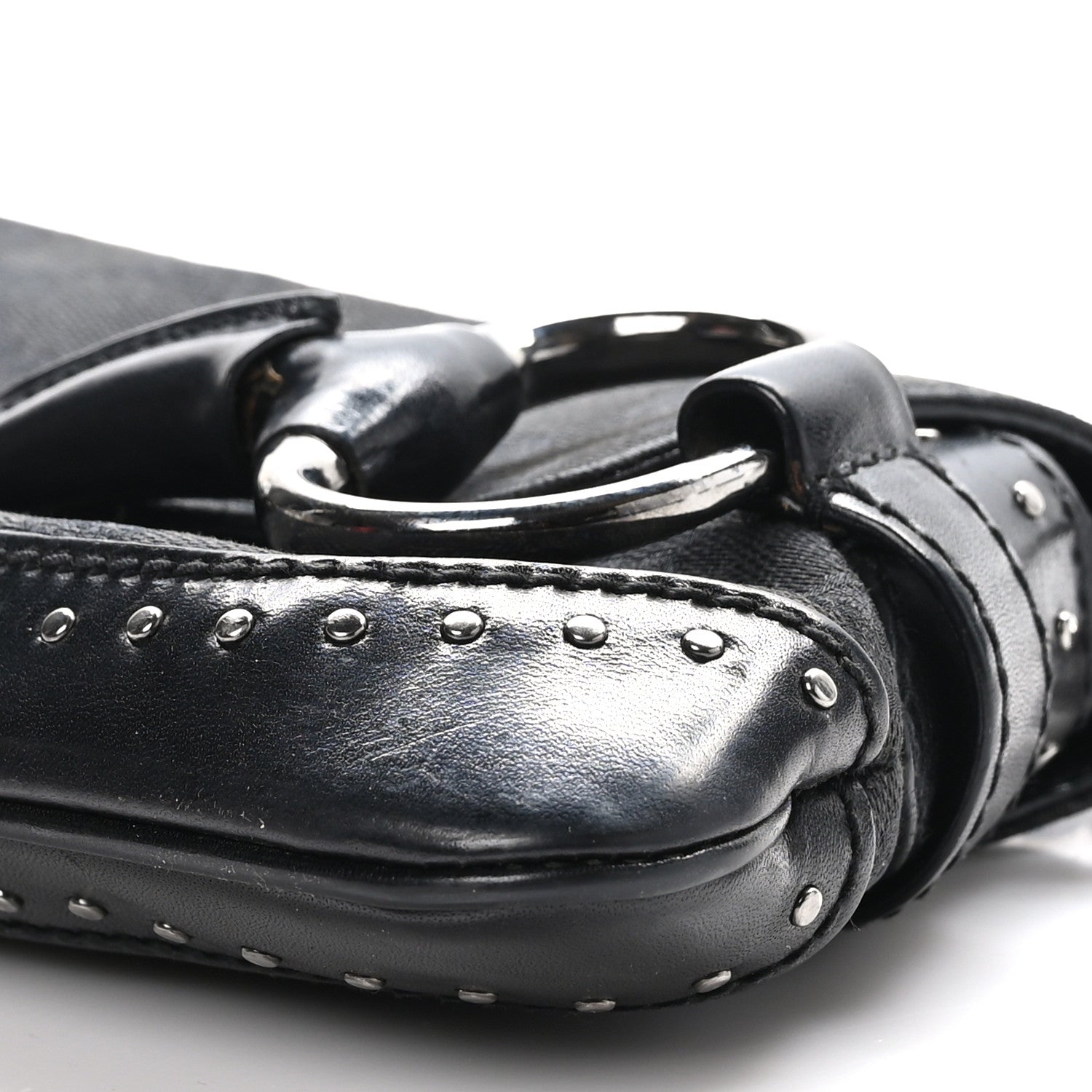 Gucci Monogram Studded Horsebit Clutch Black 9 of 9