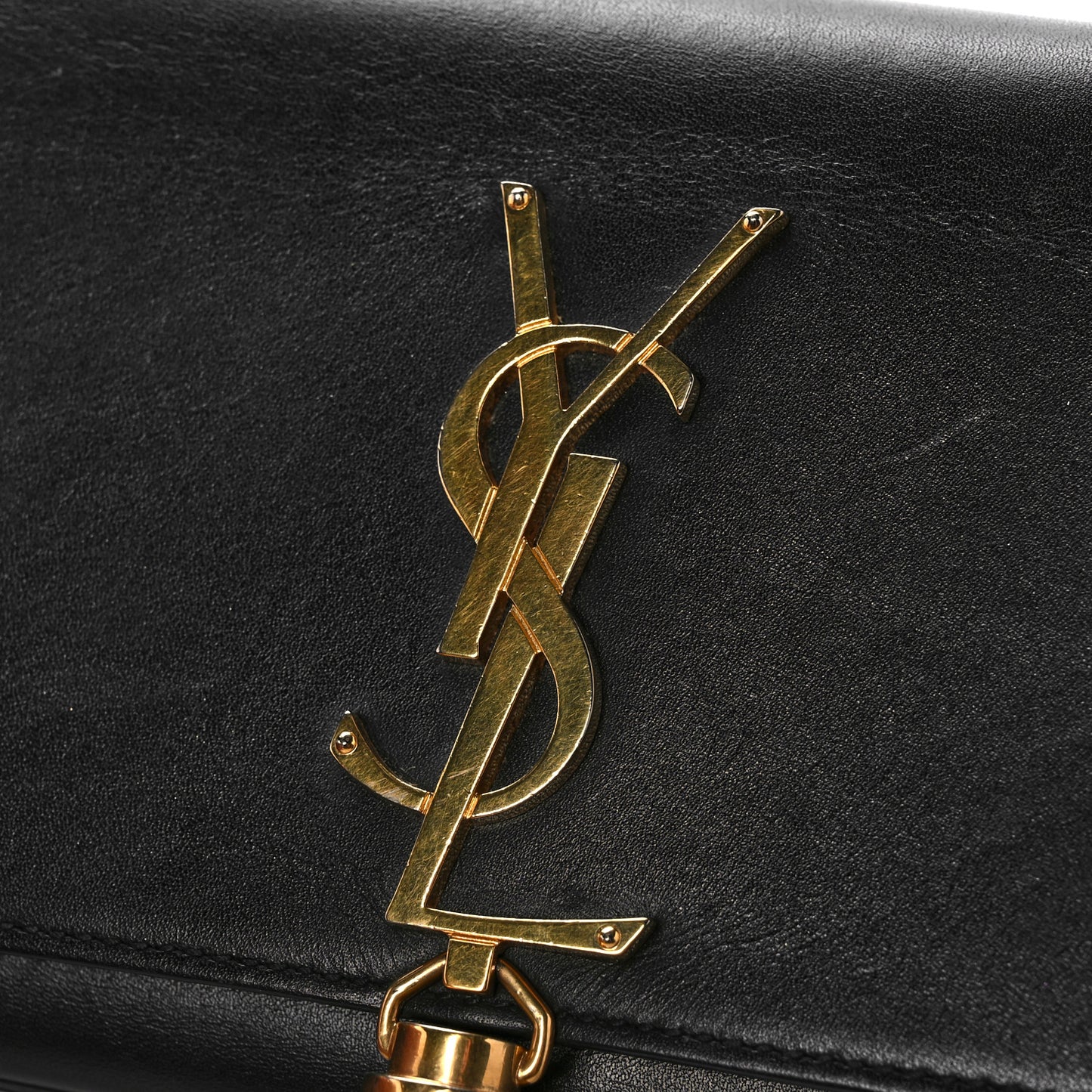 Calfskin Small Classic Monogram Kate Tassel Satchel Black