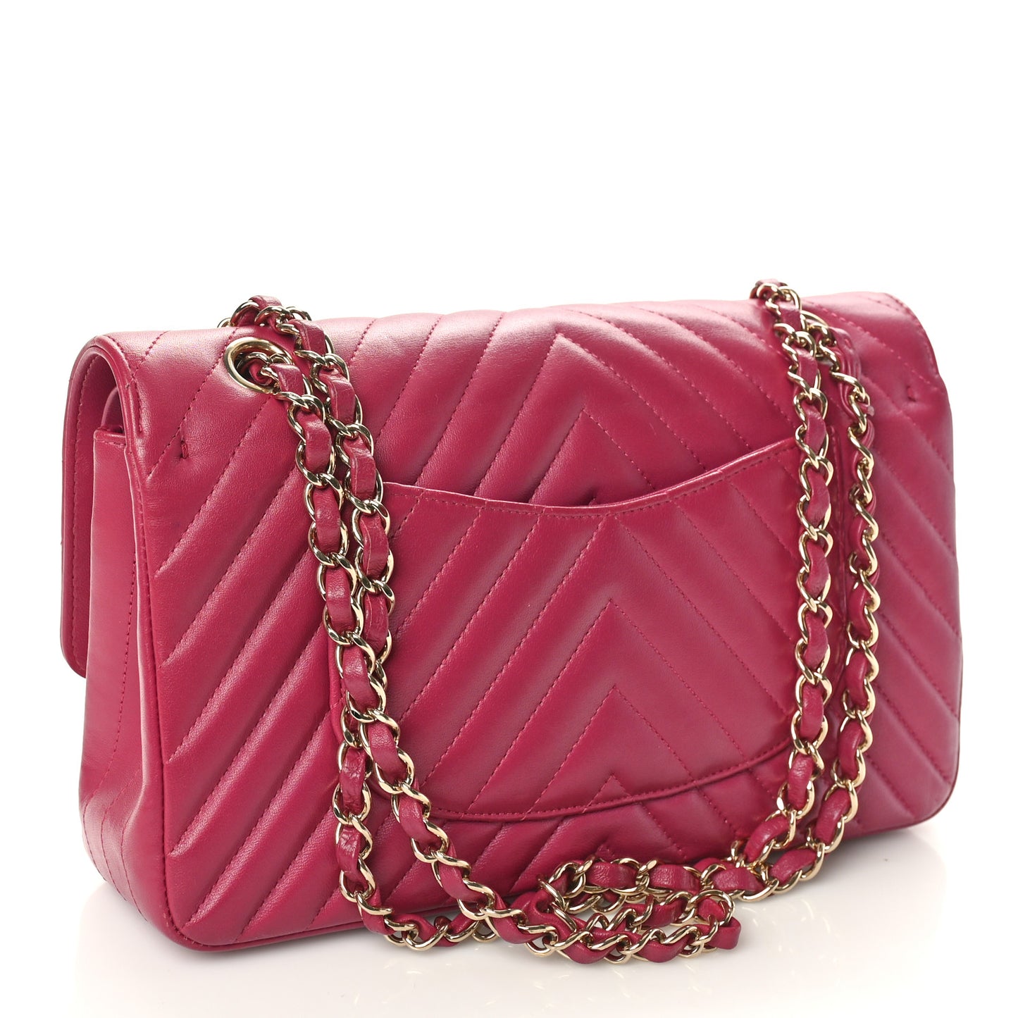 Lambskin Chevron Quilted Medium Double Flap Pink