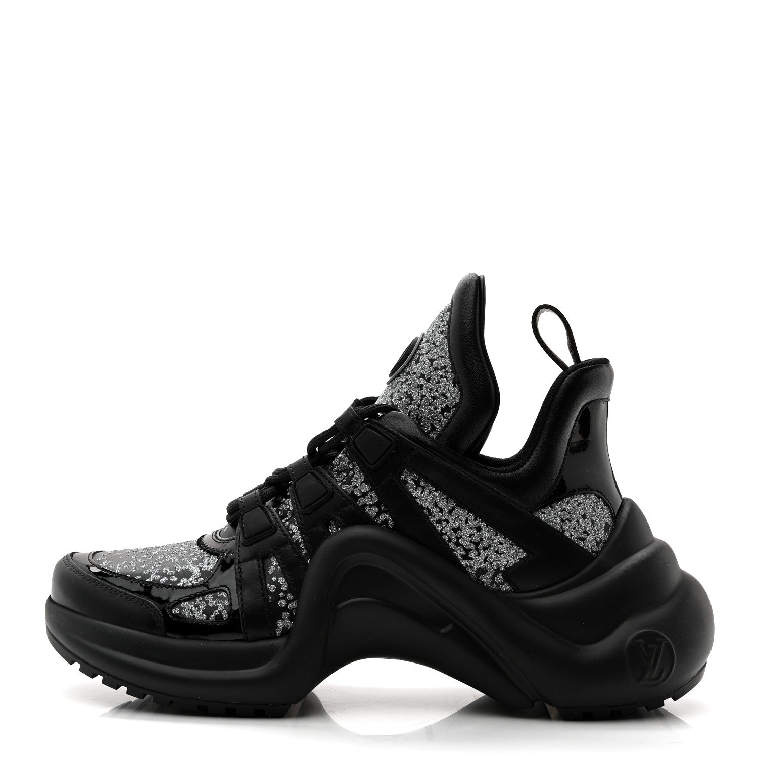 Louis Vuitton Calfskin Glitter LV Archlight Sneaker 38 Black