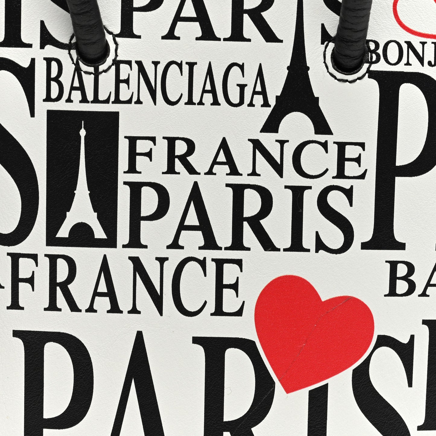 Calfskin Bonjour Paris Print Shopping Phone Holder Bag Paris Bonjour