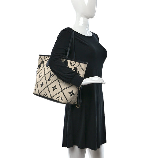 Empreinte Monogram Giant Broderies Neverfull MM Cream Black