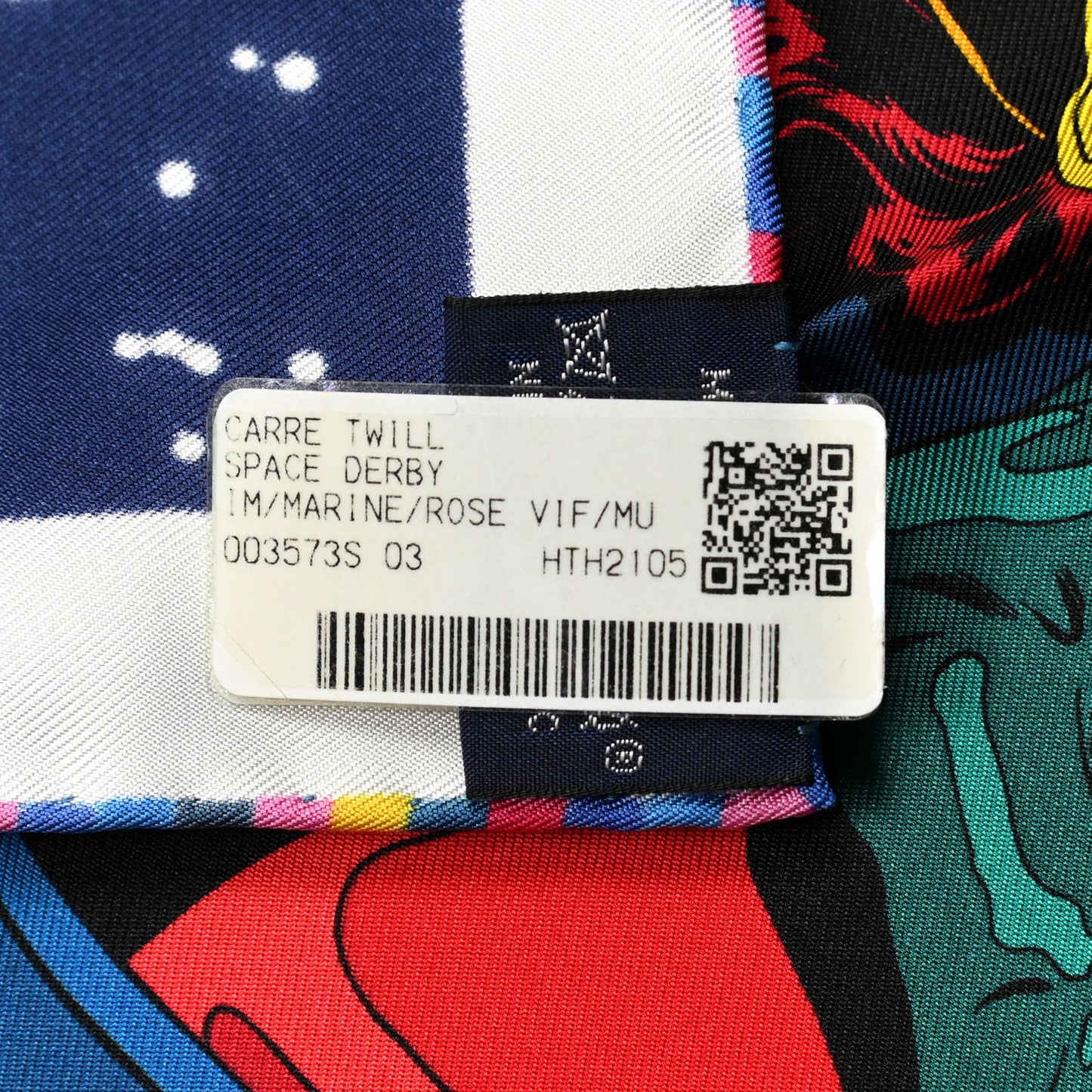 Silk Space Derby Scarf 90 Marine Rose Vif Multicolor