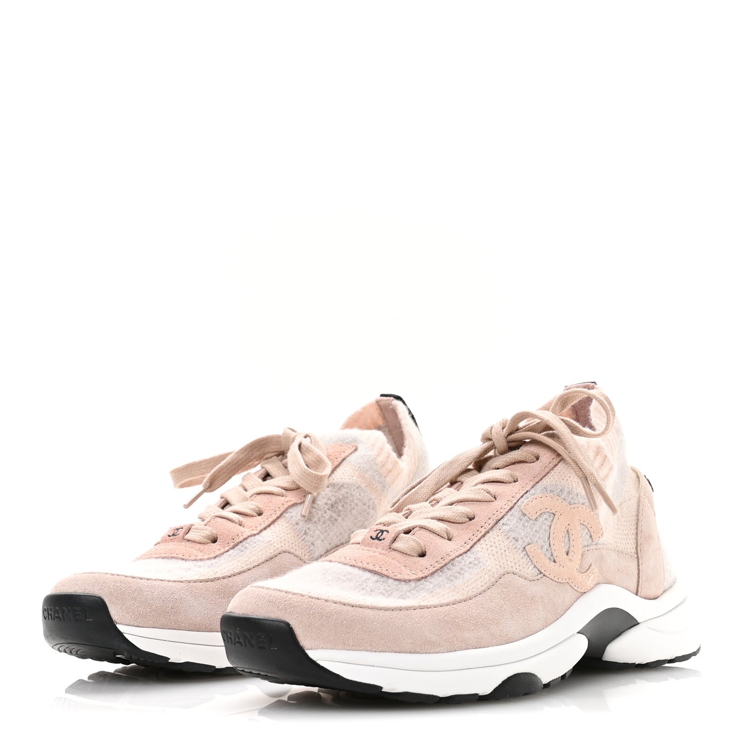 Mesh Suede Fabric Womens CC Sneakers 38 Light Pink