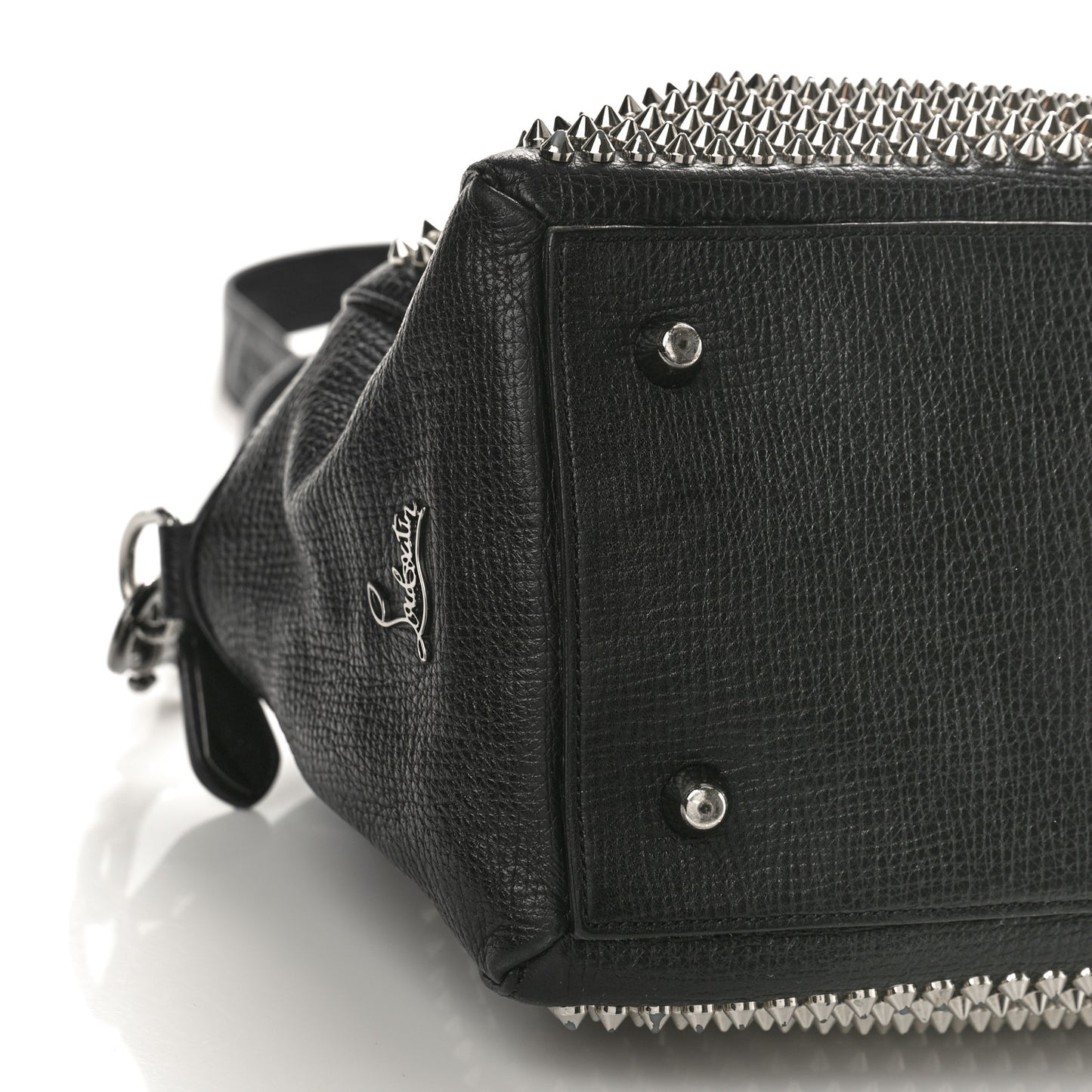 Grained Calfskin Studded Panettone Bowling Bag Black
