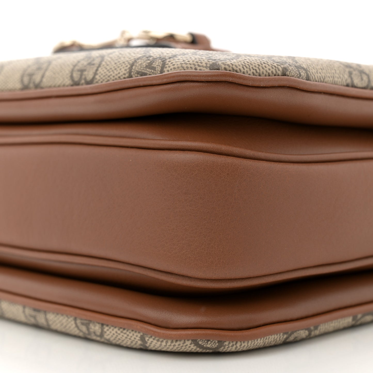 GG Supreme Monogram Horsebit 1955 Soft Small Shoulder Bag Beige Brown