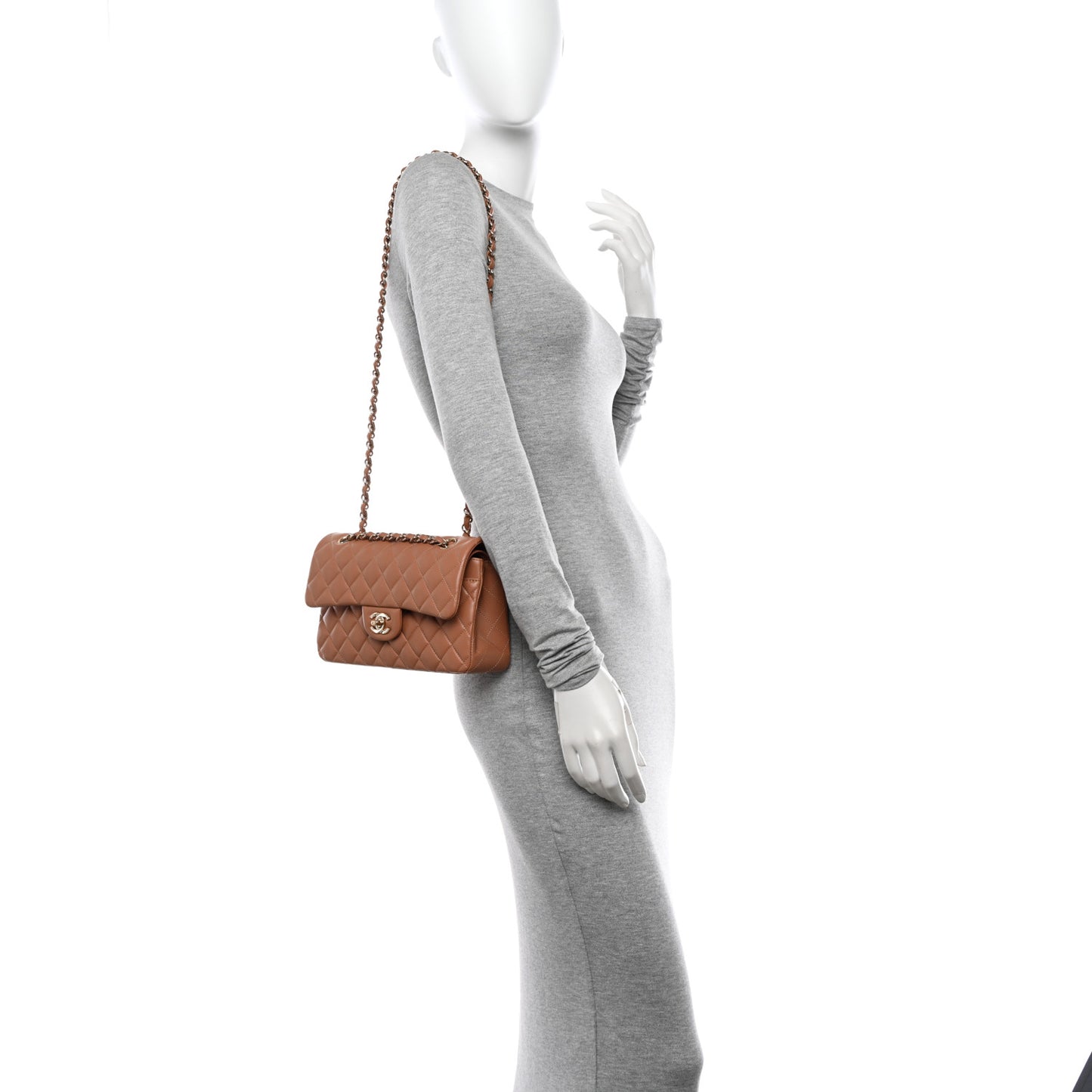 Lambskin Quilted Small Double Flap Brown