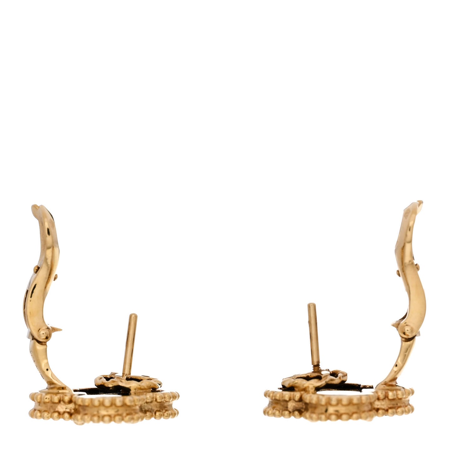 18k Yellow Gold Black Onyx Vintage Alhambra Earrings