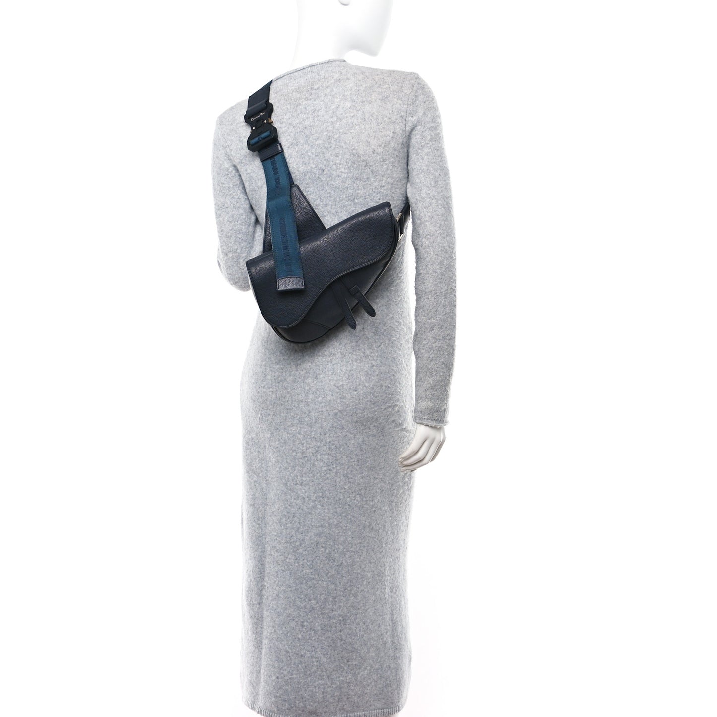 Grained Calfskin Kim Jones Saddle Bag Navy Blue