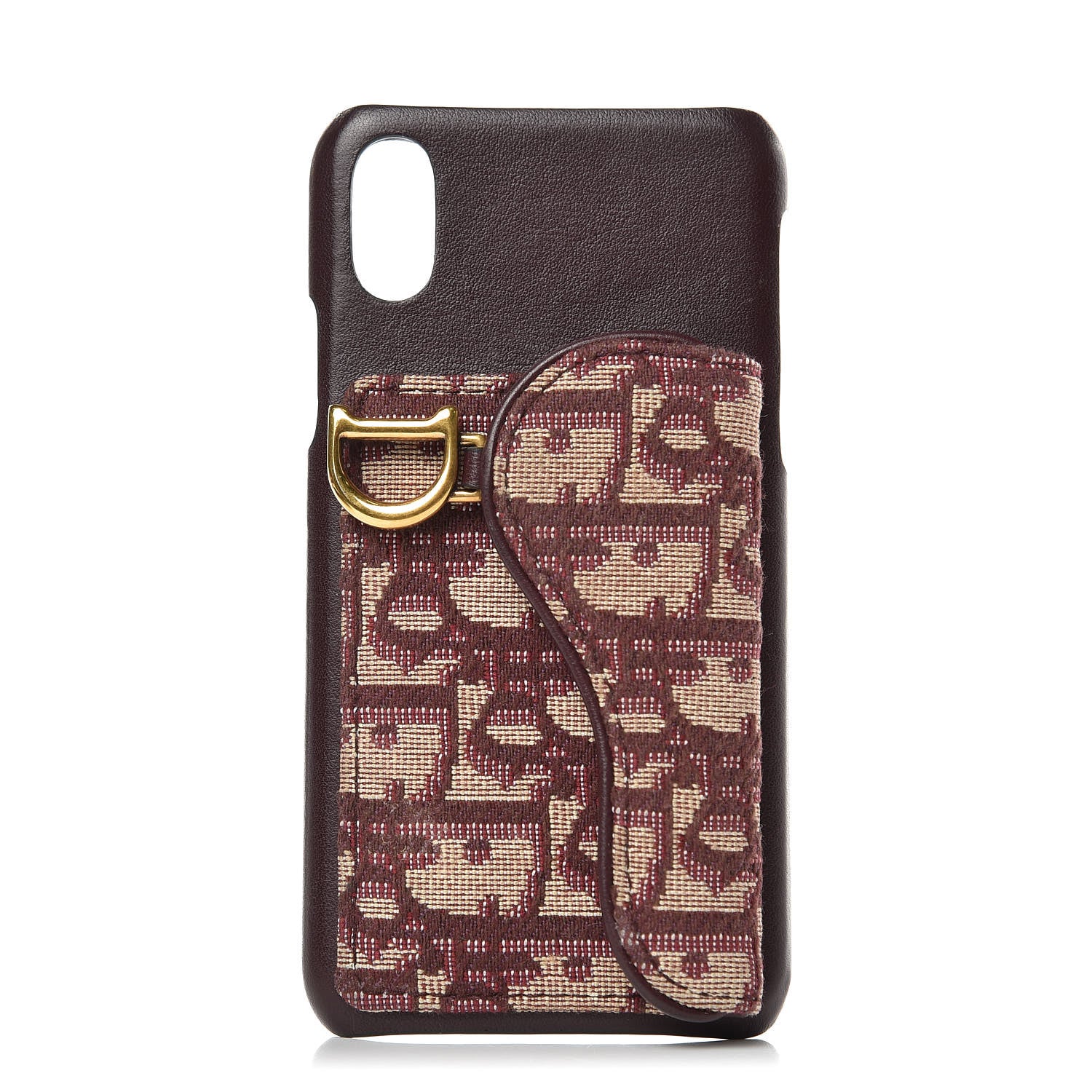 Christian Dior Oblique Calfskin Saddle iPhone X Case Bordeaux