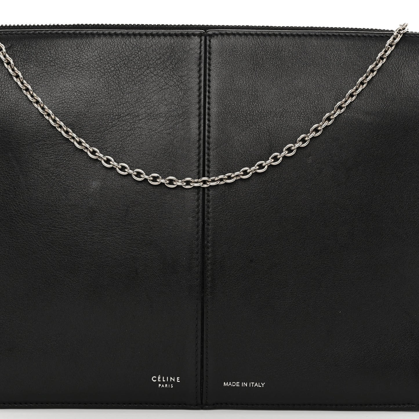 Smooth Calfskin Tri-Fold Clutch on Chain Black
